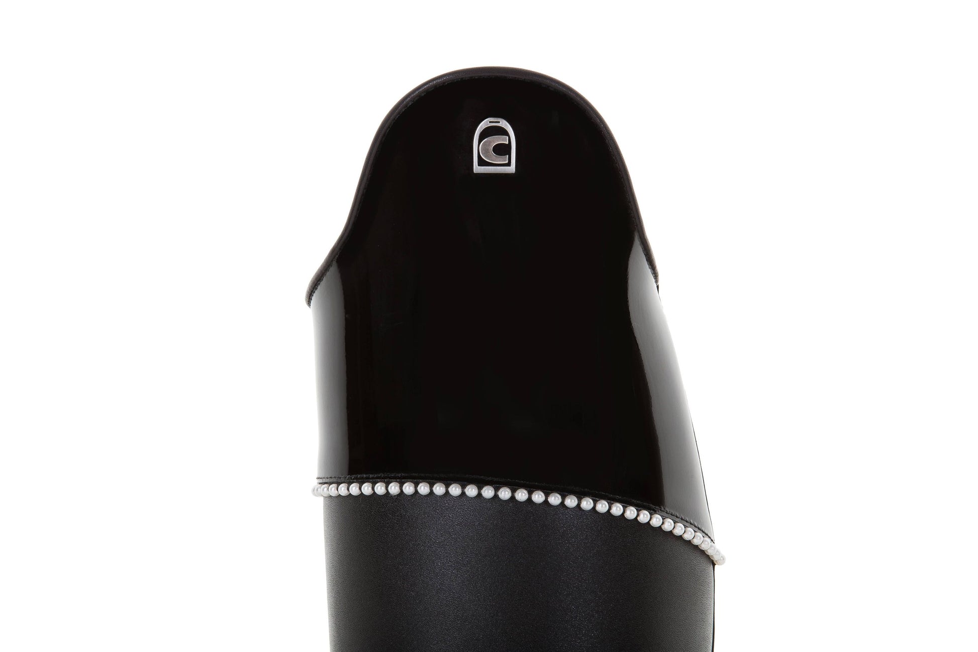 Cuff with Patent Leather and White Pearls