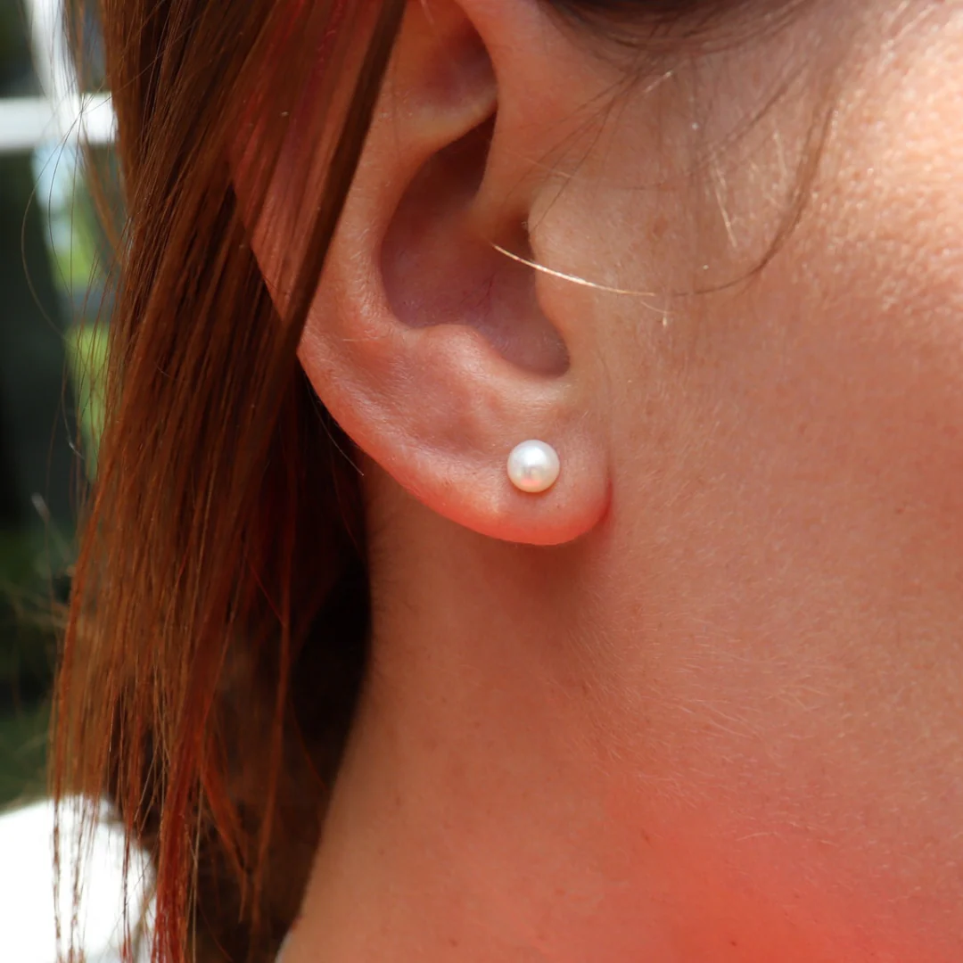 Silver Perle Earrings 4mm